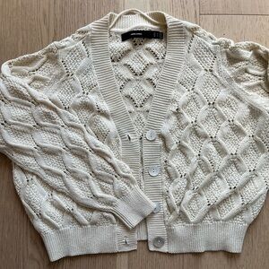 Vero Moda Cream Open-Knit Button Cardigan